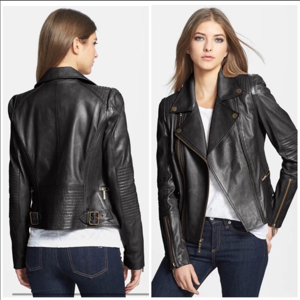 BCBG FAUX LEATHER JACKET XS
